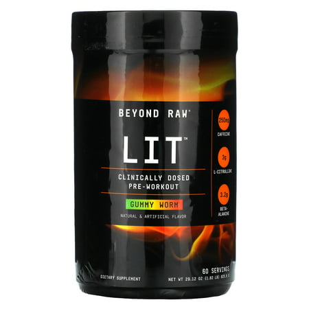 Beyond Raw LIT Clinically Dosed Pre-Workout Gummy Worm 1.82 lb (825.6 g) GNC - 048107172558