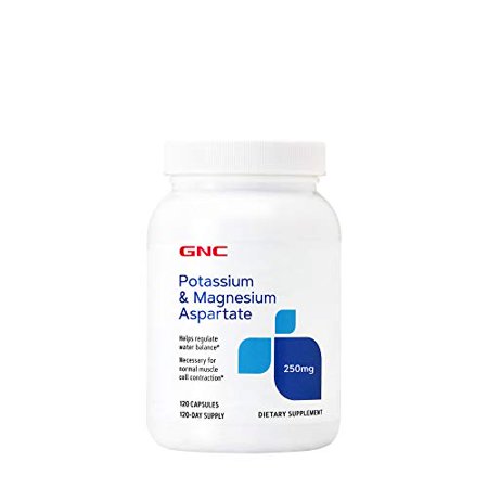 GNC Potassium & Magnesium Aspartate 250mg, 120 Capsules, Helps Regulate Water Balance - 048107177713