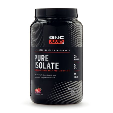 GNC AMP Pure Isolate - Strawberry, 28 Servings, 25 Grams of Whey Protein Isolate - 048107185756
