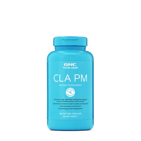 GNC Total Lean CLA PM, 120 Softgels, Nighttime Metabolism Support for Restful Sleep - 048107191924