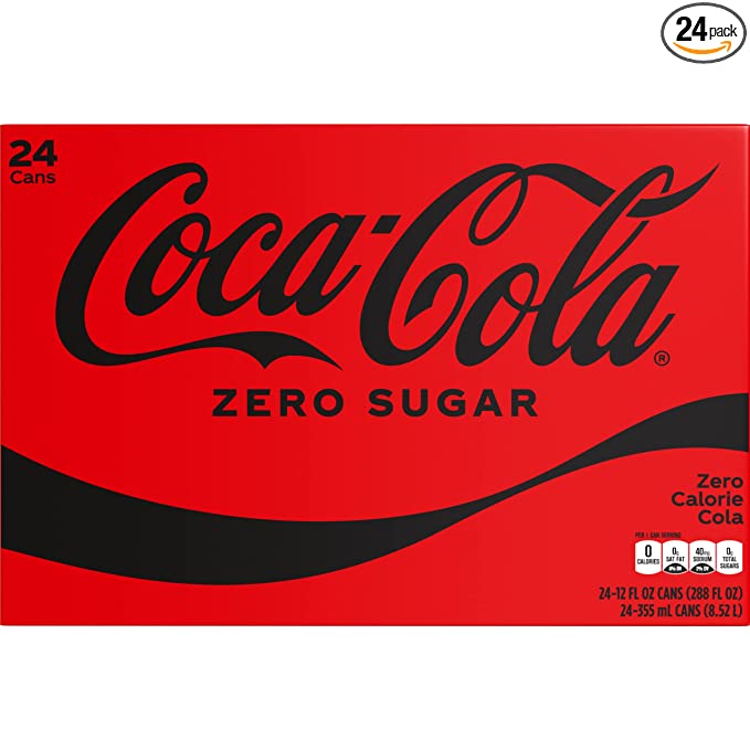  Coke Zero Sugar Cola Soda, 12 oz, 24 Pack (Package May Vary)  - 049000042849