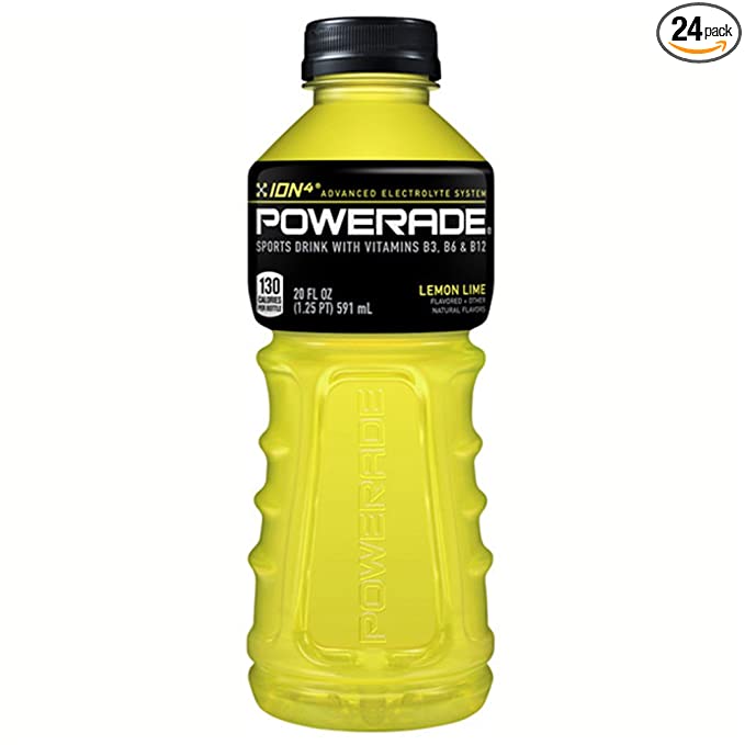  POWERADE, Electrolyte Enhanced Sports Drinks w/ vitamins, Lemon Lime, 20 fl oz, 24 Pack  - 049000076479