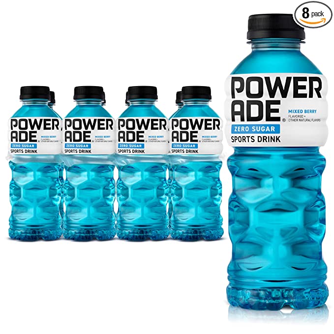  POWERADE ZERO, Zero Calorie Electrolyte Enhanced Sports Drinks, Mixed Berry, 20 fl oz, 8 Pack  - 049000050752