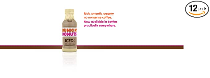  Dunkin Donuts Iced Coffee, French Vanilla, 13.7 Fluid Ounce (Pack of 12)  - 049000172393