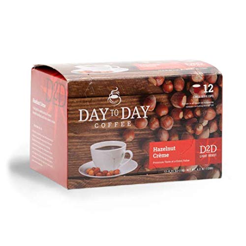  Day To Day Coffee Pods - Hazelnut Creme Light Roast Single Serve Pods, Compatible with K-Cup Keurig Brewers, Box of 12 Count  - 049177035156
