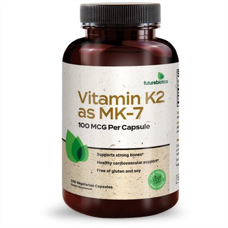 Futurebiotics Vitamin K2 as MK-7 100 mcg per capsule - Non-GMO 100 Vegetarian Capsules - 049479857104