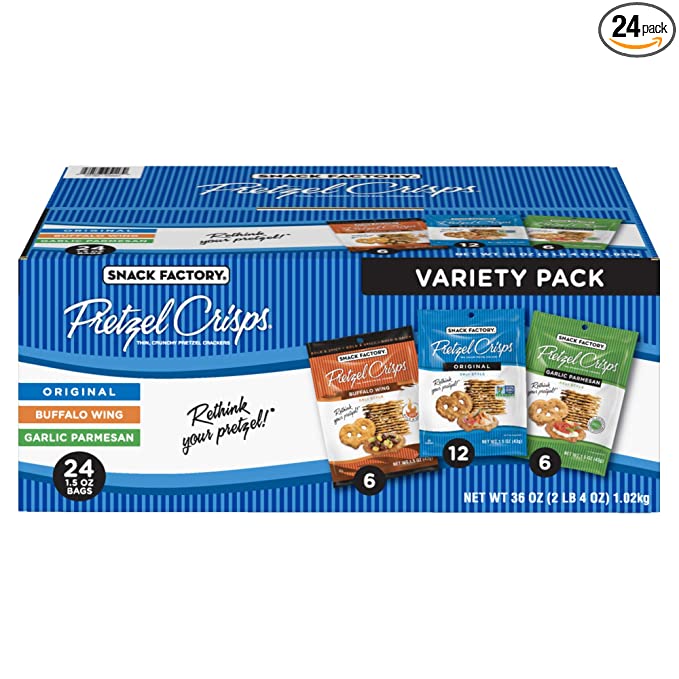  Snack Factory Pretzel Crisps Variety Pack, Individual 1.5 Ounce (Pack of 24) - 049508251170