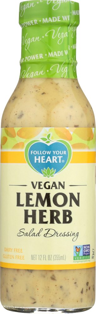 FOLLOW YOUR HEART: Vegan Lemon Herb Salad Dressing, 12 oz - 0049568100128