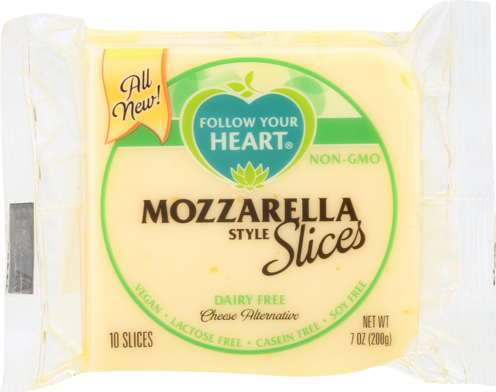 FOLLOW YOUR HEART: Mozzarella Style Cheese Alternative Slices, 7 oz - 0049568230276