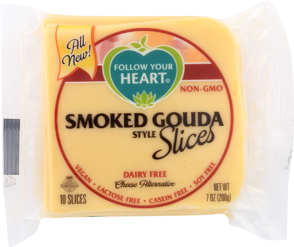 FOLLOW YOUR HEART: Smoked Gouda Style Slices Cheese Alternative, 7 oz - 0049568290270