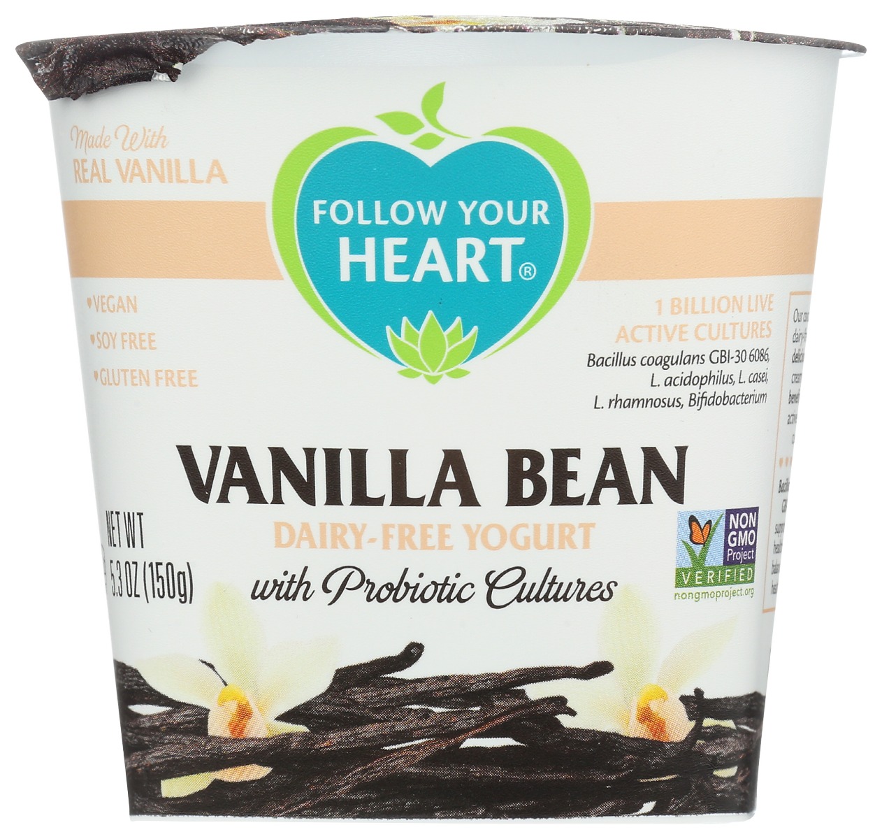 FOLLOW YOUR HEART: Vanilla Bean Dairy-Free Yogurt, 5.3 oz - 0049568350028