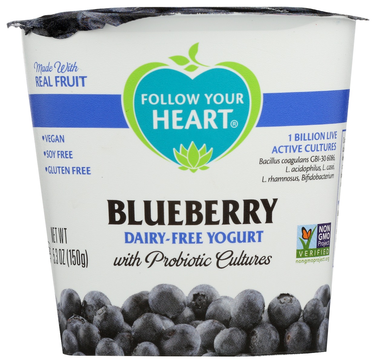 FOLLOW YOUR HEART: Blueberry Dairy-Free Yogurt, 5.3 oz - 0049568350103