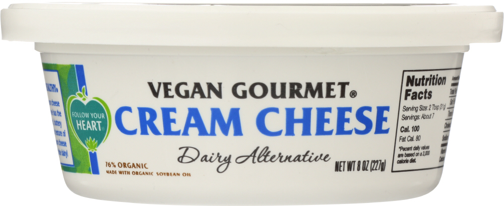 FOLLOW YOUR HEART: Organic Vegan Gourmet Cream Cheese, 8 oz - 0049568540085