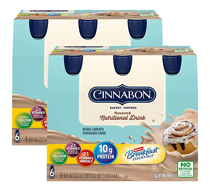Carnation Breakfast Essentials Flavored Nutritional Drink (Cinnabon, 8 Fl Oz, Pack of 2) - 050000000197