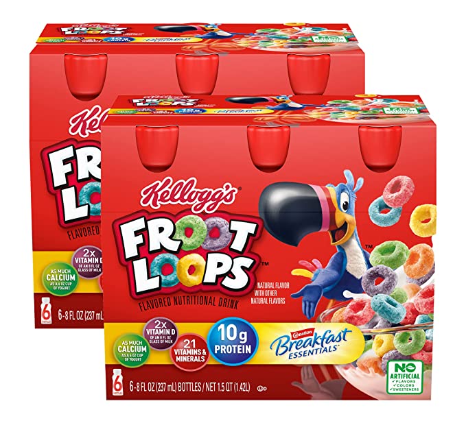 Carnation Breakfast Essentials Kellogg’s Nutritional Drink (Froot Loops, 8 Fl Oz, Pack of 2) - 050000000258