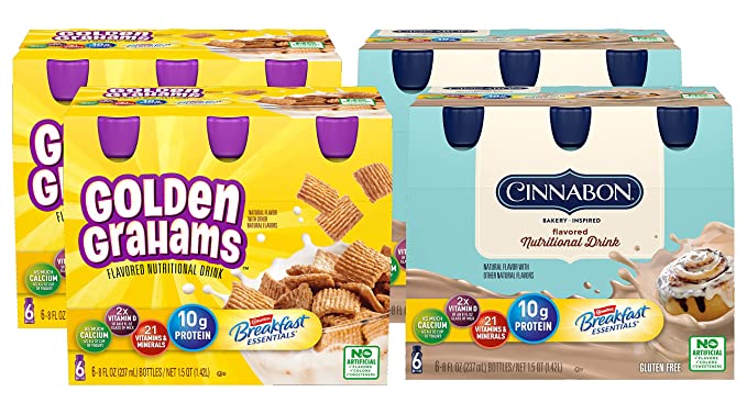  Carnation Breakfast Essentials Flavored Drink Variety Pack, 2 Golden Grahams, 2 Cinnabon, 4 CT  - 050000000272