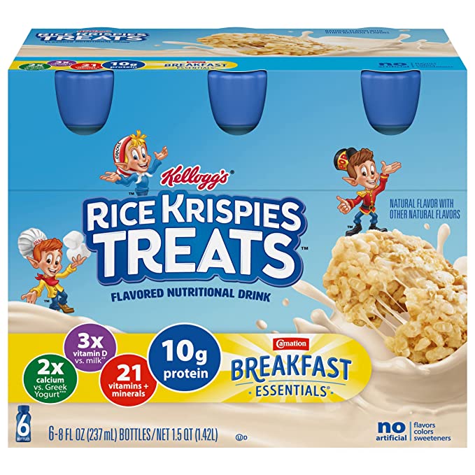 Carnation Breakfast Essentials Kellogg’s Nutritional Drink (Rice Krispies Treats, 8 Fl Oz, Pack of 1) - 050000200061