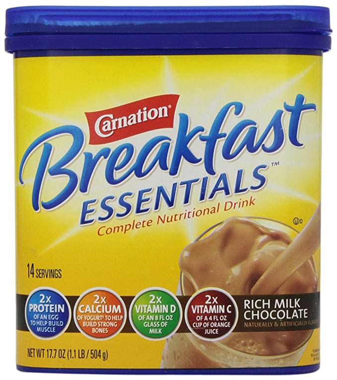  Carnation Breakfast Essentials Chocolate Powder, 17.7-Ounce Canisters (Pack of 3)  - 050000356034