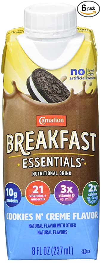  Carnation Breakfast Essentials Cookies N Creme, 8 Fl oz (Pack Of 6) - 050000984275