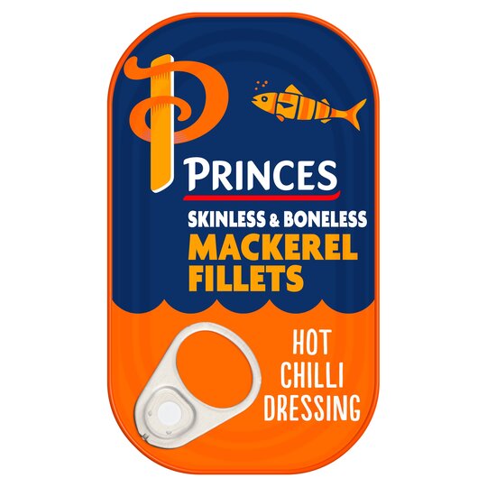 Princes Skinless Boneless Mackerel Fillets Hot Chilli Dressing 125G - 5000232264800