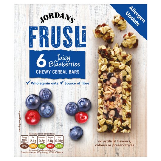 Jordans Frusli Juicy Blueberry Cereal Bar - 5010477323194