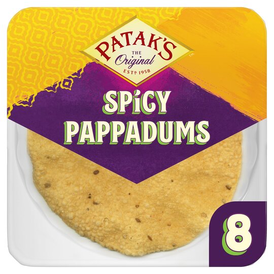 Pataks Spiced Ready To Eat Pappadums 8 Pack - 5011308199148