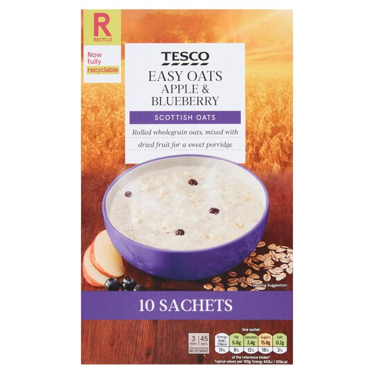 Tesco Micro Oats Apple And Blueberry 312G - 5052910395696