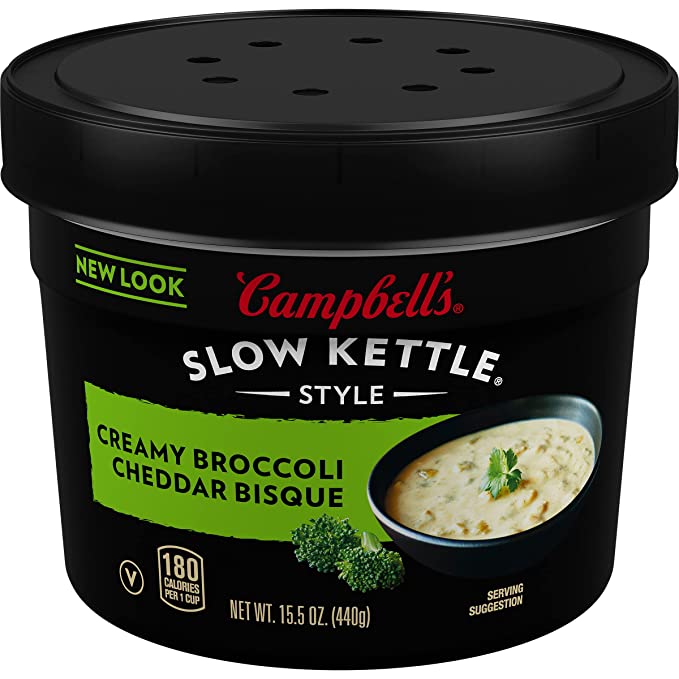  Campbell's Slow Kettle Style Creamy Broccoli Cheddar Bisque, 15.5 Ounce Microwavable Bowl  - 051000213303