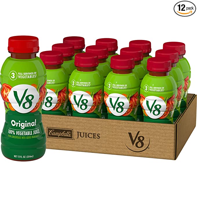  V8 Original 100% Vegetable Juice, Vegetable Blend With Tomato Juice, 12 Ounce Bottle  - 051000138033