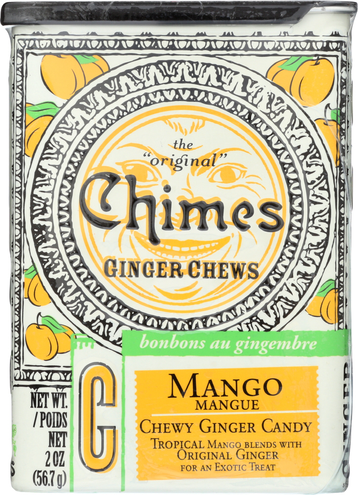 CHIMES: Mango Mangue Ginger Chews Tin Can, 2 oz - 0051299111526