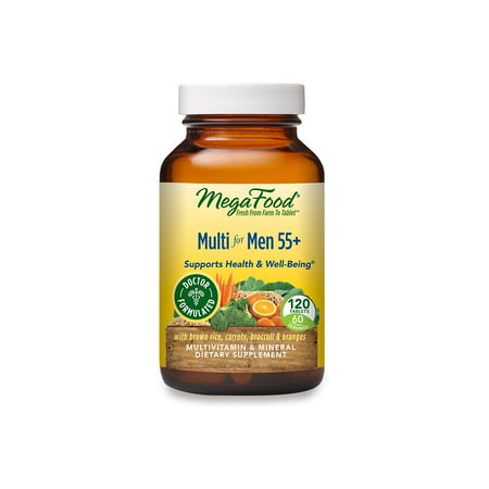 MegaFood Men s 55+ Multivitamin - Multivitamin & Mineral Supplement for Men with Zinc to Support Prostate Health & Pumpkin Seed -Non-GMO Vegetarian & Made without Dairy & Soy - 120 Tabs (60 Servings) - 051494103289