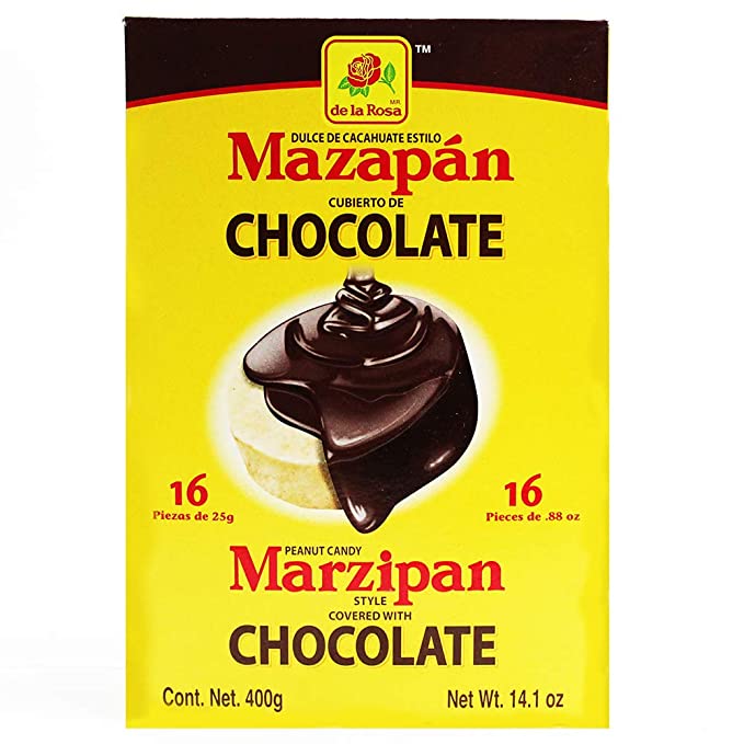  CHOCOLATE COVERED MARZIPAN 16 pieces Peanut Candy Marzipan Style Chocolate Covered Mexican Candy. 400g Box  - 051544030312