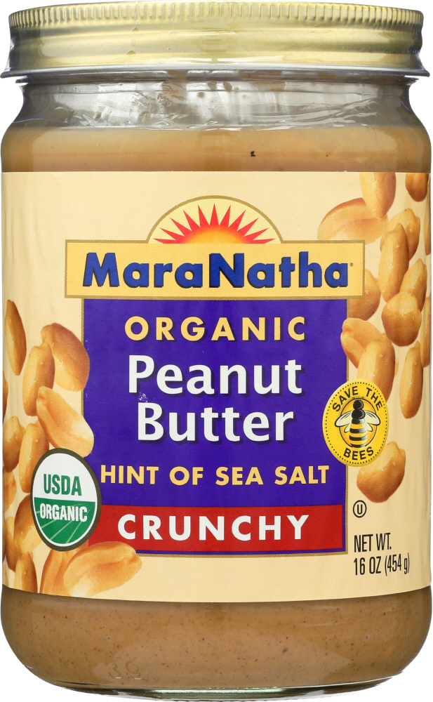 MARANATHA: Organic Roasted Peanut Butter Hint of Sea Salt Crunchy, 16 oz - 0051651092333