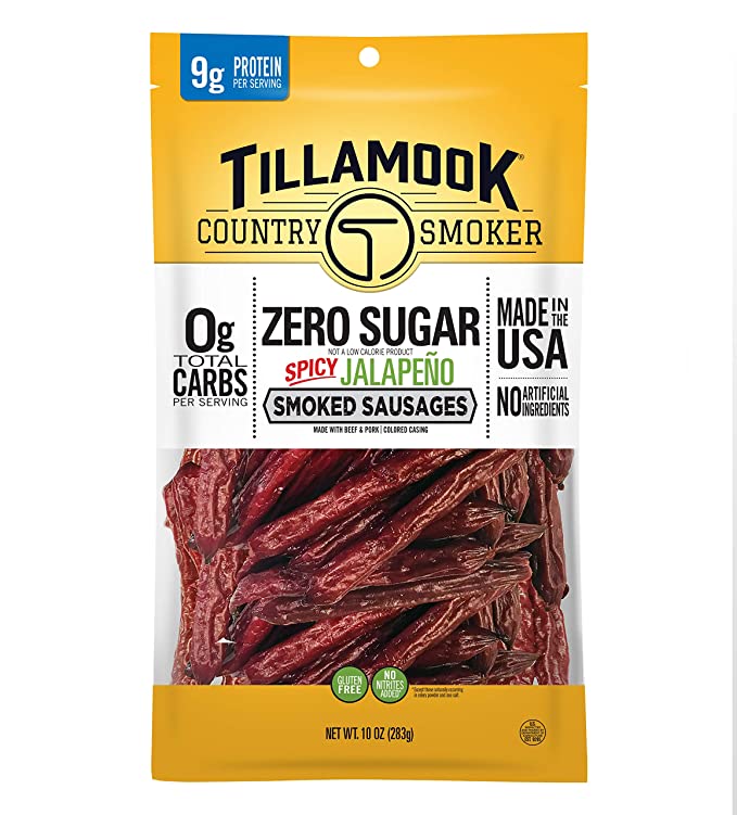  Tillamook Country Smoker Keto Friendly Zero Sugar Smoked Sausages, Spicy Jalapeño, 10 Ounce  - 051943053820