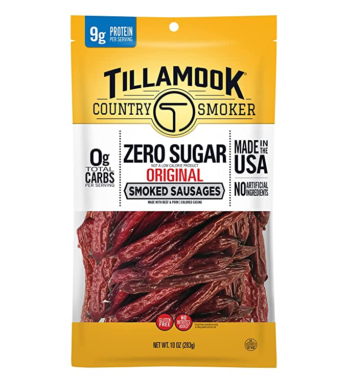  Tillamook Country Smoker Keto Friendly Zero Sugar Smoked Sausages, Original, 10 Ounce  - 051943053868
