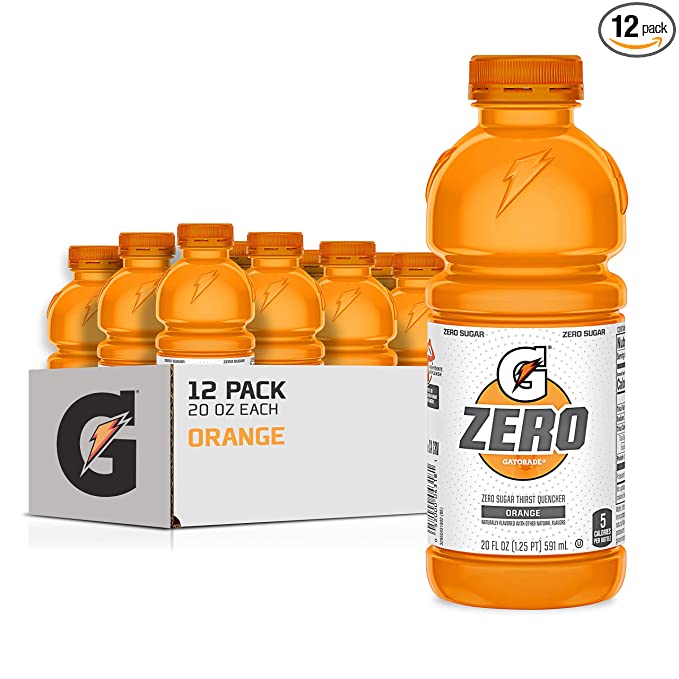 Gatorade Zero Sugar Thirst Quencher, Orange, 20 Fl Oz (Pack of 12) - 052000043631