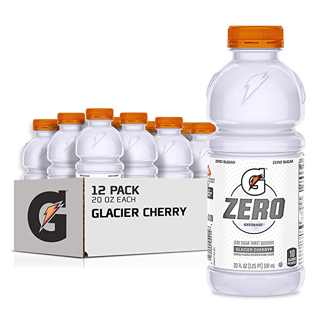  Gatorade Zero Sugar Thirst Quencher, Glacier Cherry, 20 Fl Oz (Pack of 12)  - 052000043648