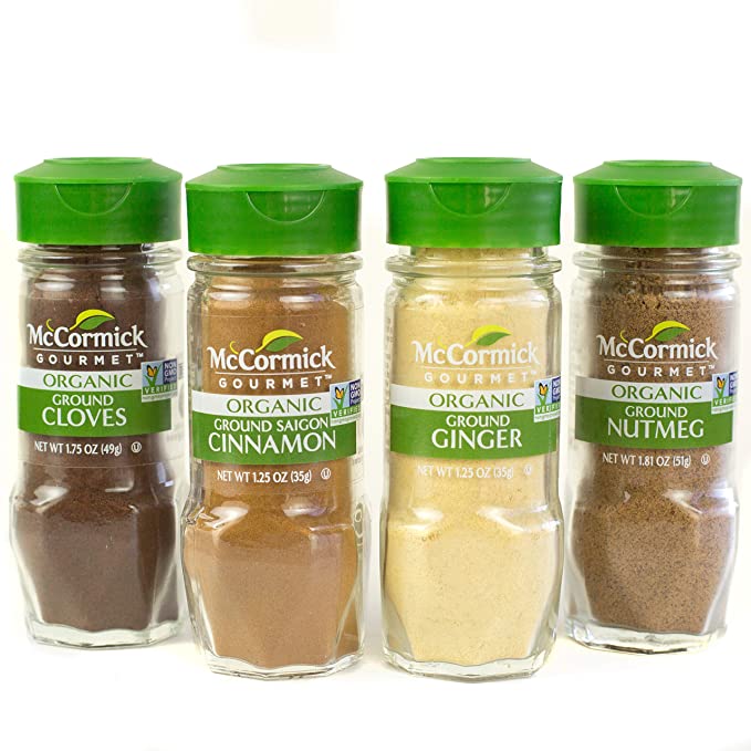  McCormick Gourmet Organic Baking Variety Pack (Cloves, Saigon Cinnamon, Ginger, Nutmeg), 0.05 lb  - 052100043241