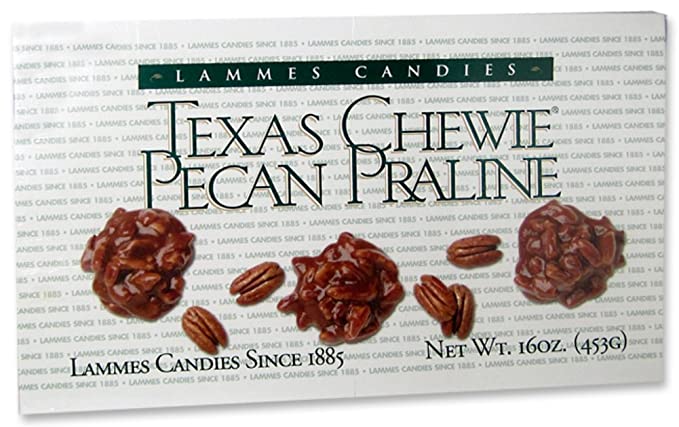 Lammes Candies Texas Chewie Pecan Praline 16oz Caramel Pecans Pralines Boxes Individually Wrapped Chewies - 798235643832