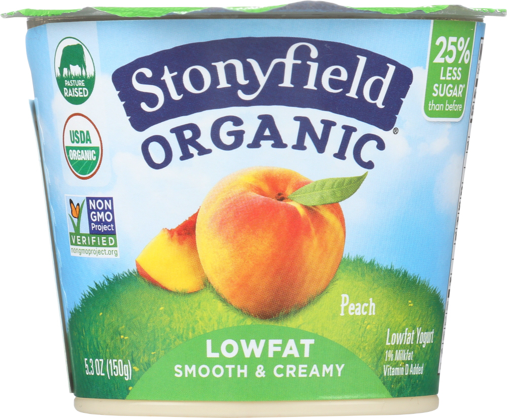 STONYFIELD: Low Fat Smooth and Creamy Peach Yogurt, 6 oz - 0052159000424