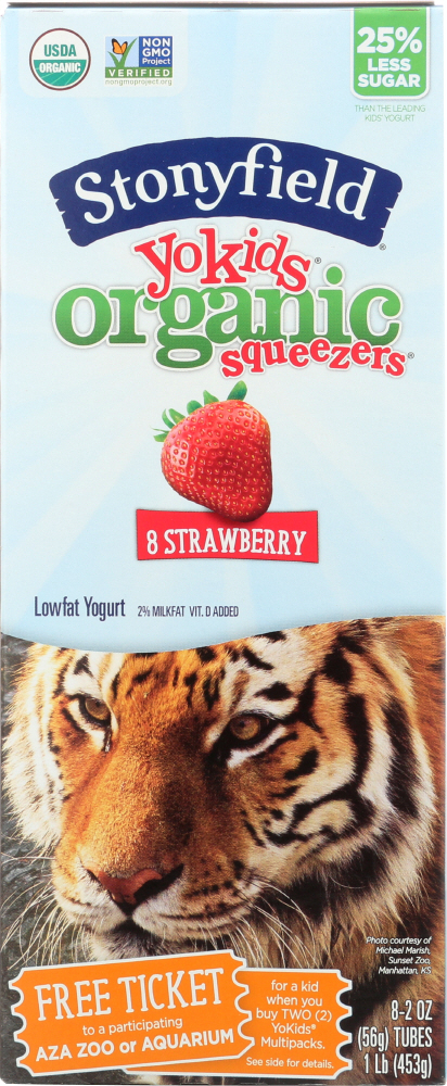 STONYFIELD: Organic YoKids Squeezers Strawberry 8 Count (2 Oz Each), 16 Oz - 0052159000813