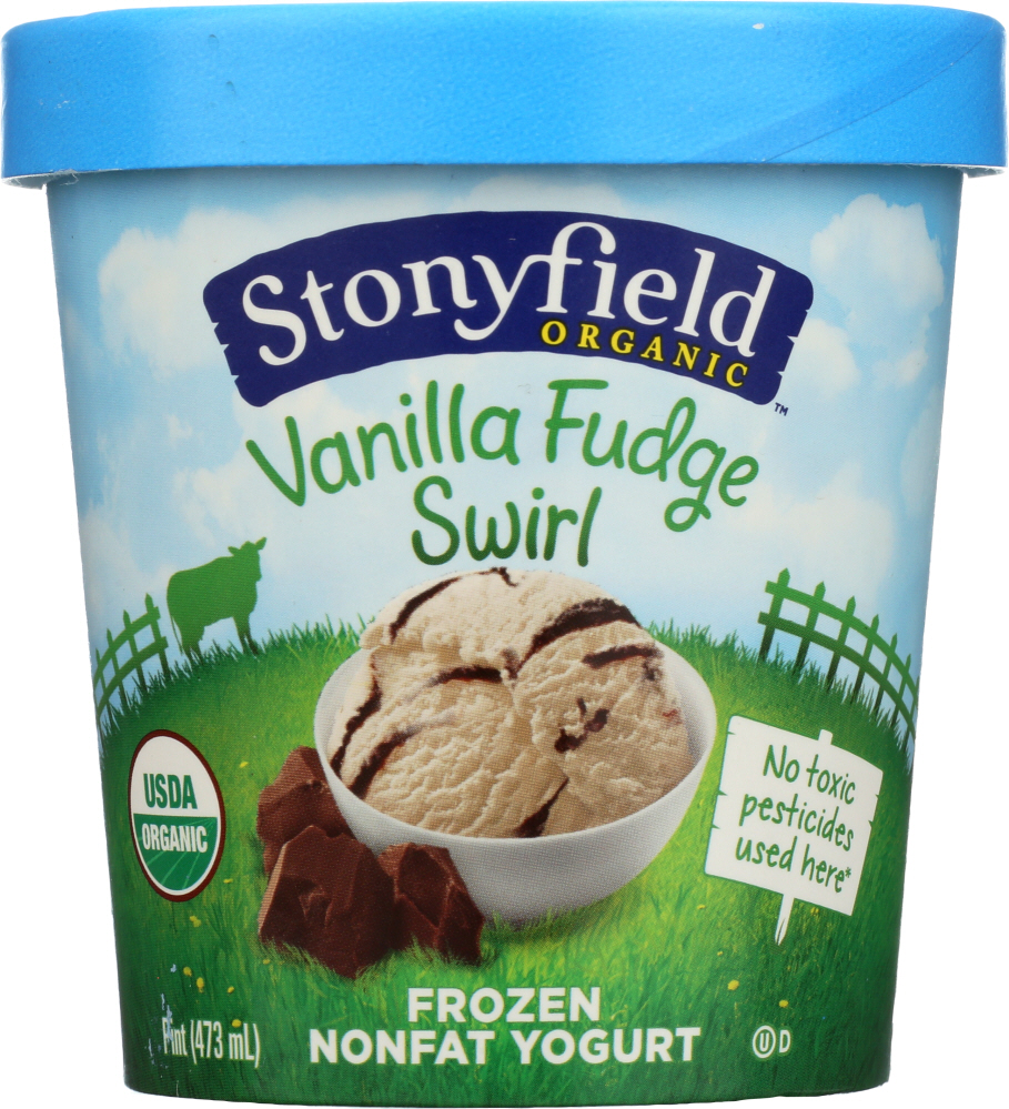 STONYFIELD: Vanilla Fudge Swirl Frozen Nonfat Yogurt, 16 oz - 0052159002107