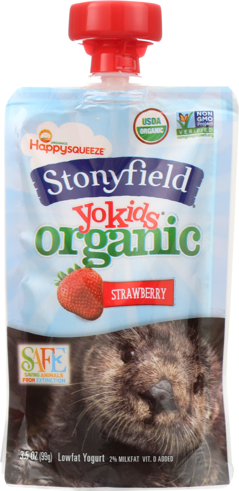 STONYFIELD: YoKids Squeeze Organic Lowfat Yogurt Strawberry, 3.7 oz - 0052159701277