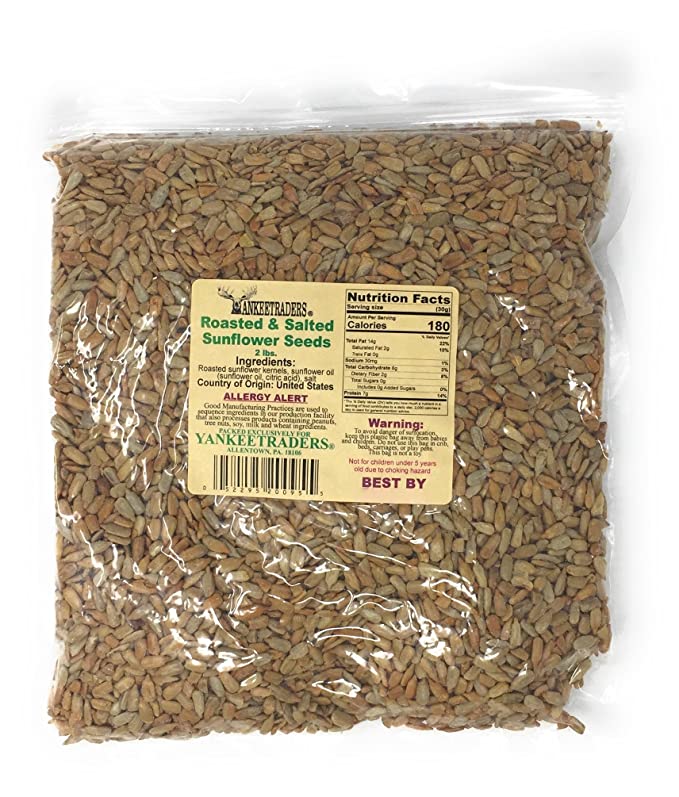  Yankee Traders Brand Sunflower Seeds, Salted and Roasted, 2 Pound  - 052295200955