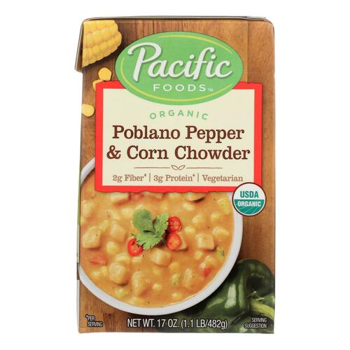 PACIFIC FOODS: Soup Rte Poblano Pepper Corn Organic, 17 oz - 0052603054614