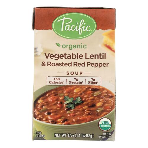 PACIFIC NATURAL: Foods Organic Vegetable Lentil and Roasted Red Pepper Soup, 17 oz - 0052603054645