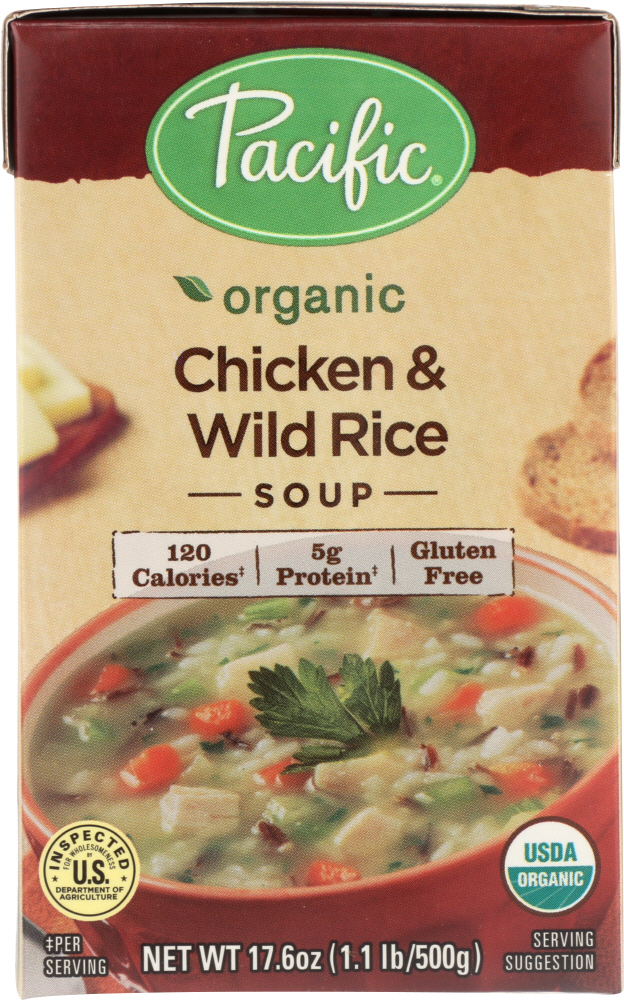 PACIFIC FOODS: Organic Soup Chicken and Wild Rice, 17.6 oz - 0052603054737