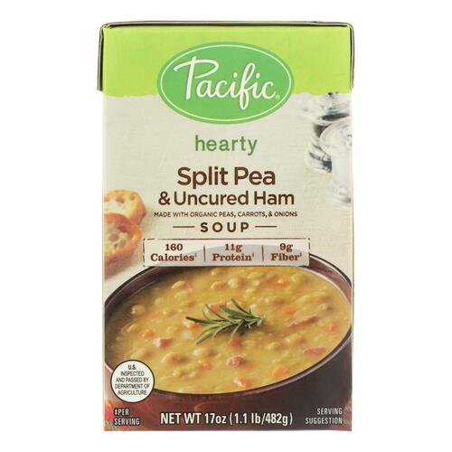 PACIFIC FOODS: Hearty Soup Split Pea and Uncured Ham, 17 oz - 0052603054935