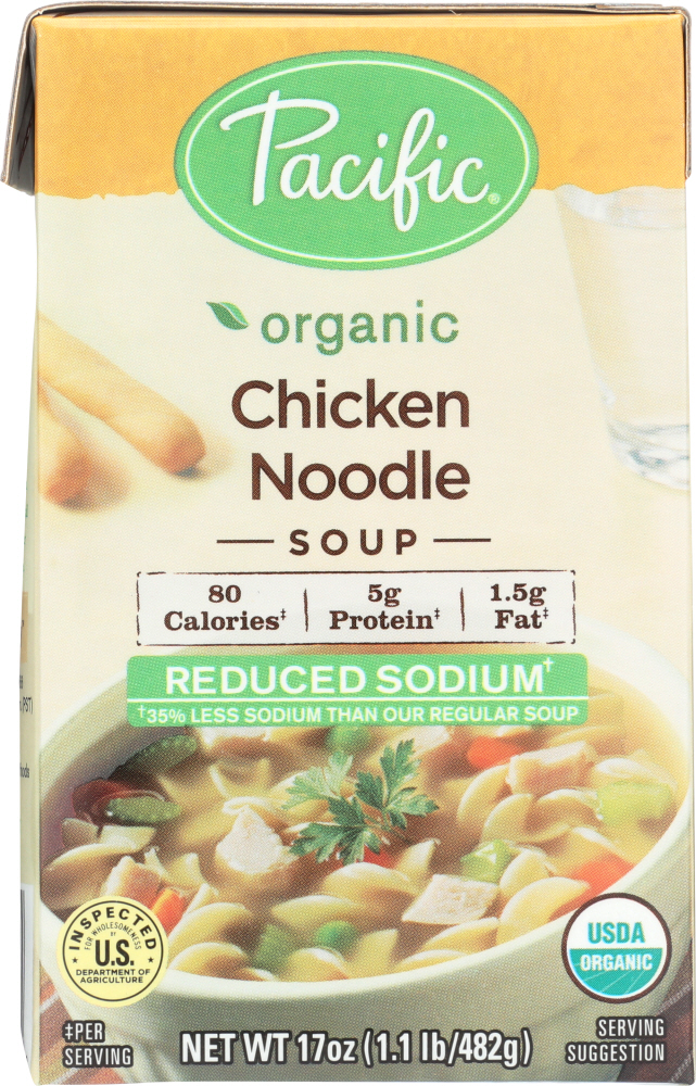 PACIFIC FOODS: Soup Reduced Sodium Chicken Noodle, 17 oz - 0052603054942