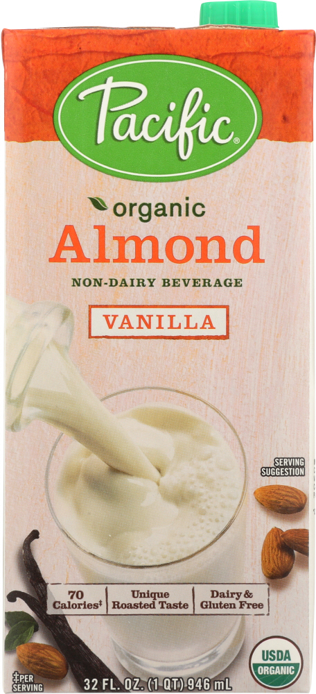 PACIFIC FOODS: Organic Non-Dairy Almond Beverage Vanilla, 32 oz - 0052603065504
